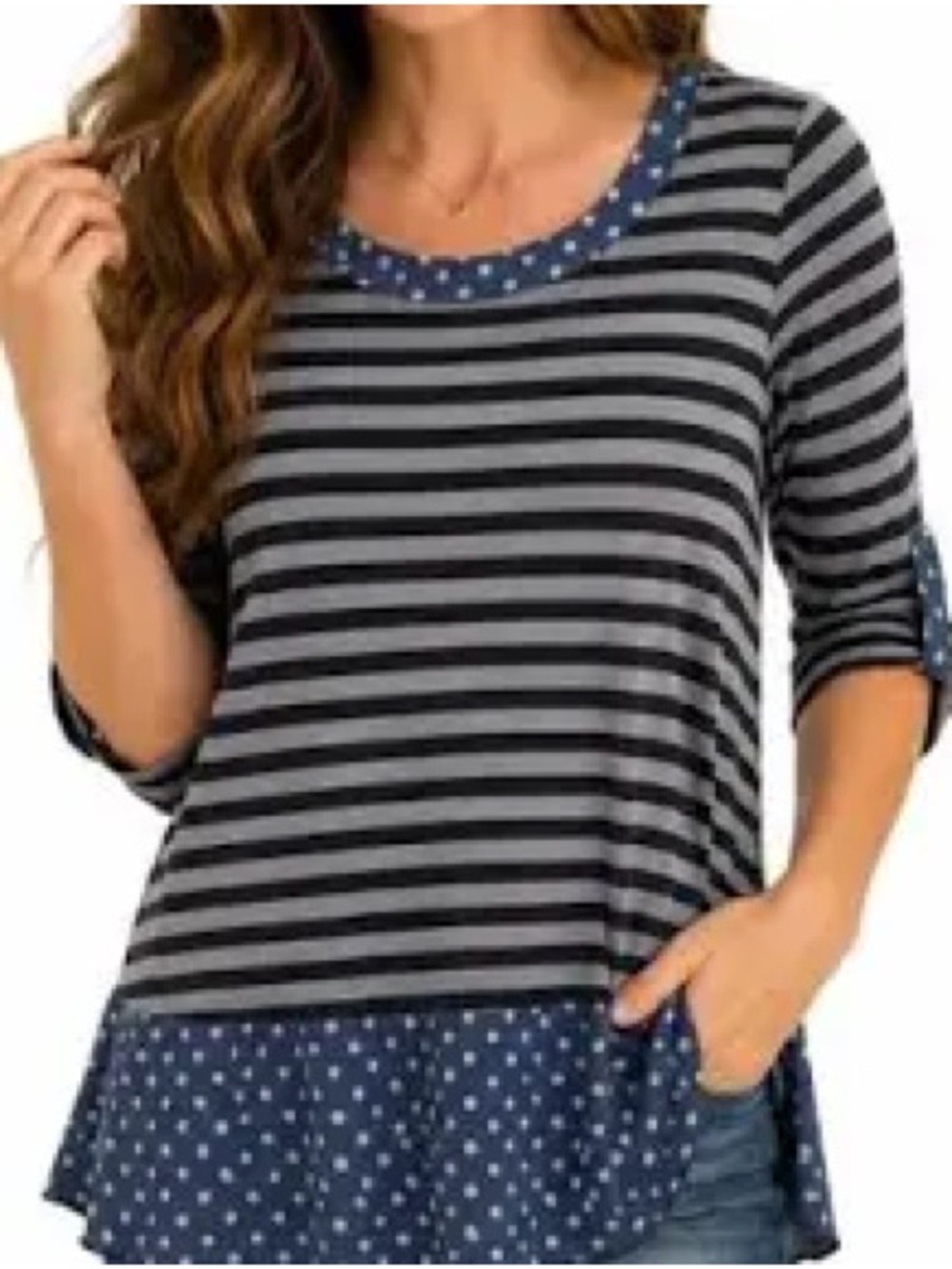 New Matilda Jane Let’s Get Lost Fun Stripe Dot Contrast Tunic Top XXL